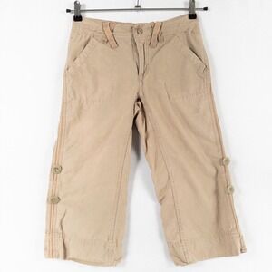 Mountain Hardwear Pants Womens 2 Tan Cropped Cotton Hemp Roll Up Legs Outdoors
